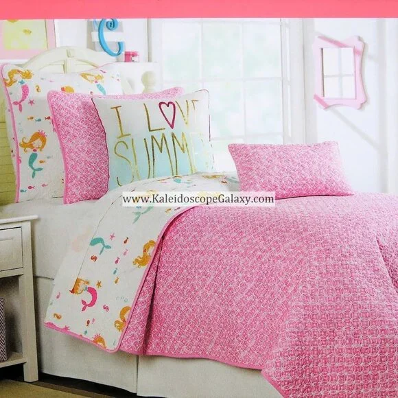 7 Piece Mermaid Twin Quilt ~ Pillow Sham ~ Throw Pillows ~ Sheets ~ Mermaids NEW